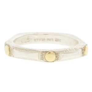 Alison Shiboski: Ring, Carved band, 5 gold dots, Sterling silver, 18K gold - SIZE 8 SPECIAL ORDER