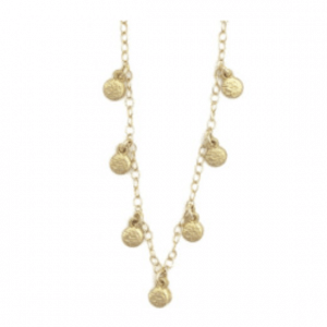 Victoria Cunningham: Necklace, 7 Tiny Disc, 14K yellow gold, 16 in length
