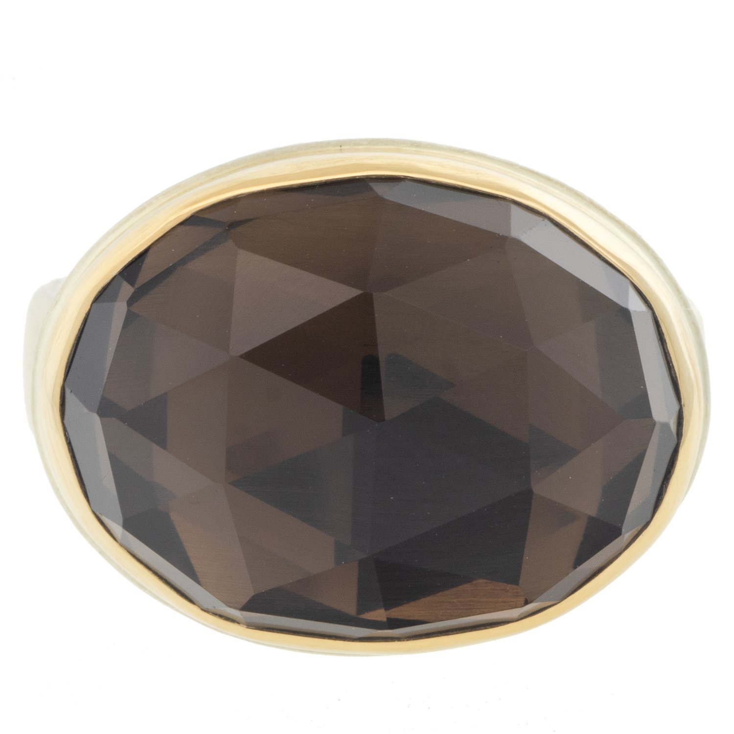 gold and silver ring with smokey quartz by jewelry designer Jamie Joseph
