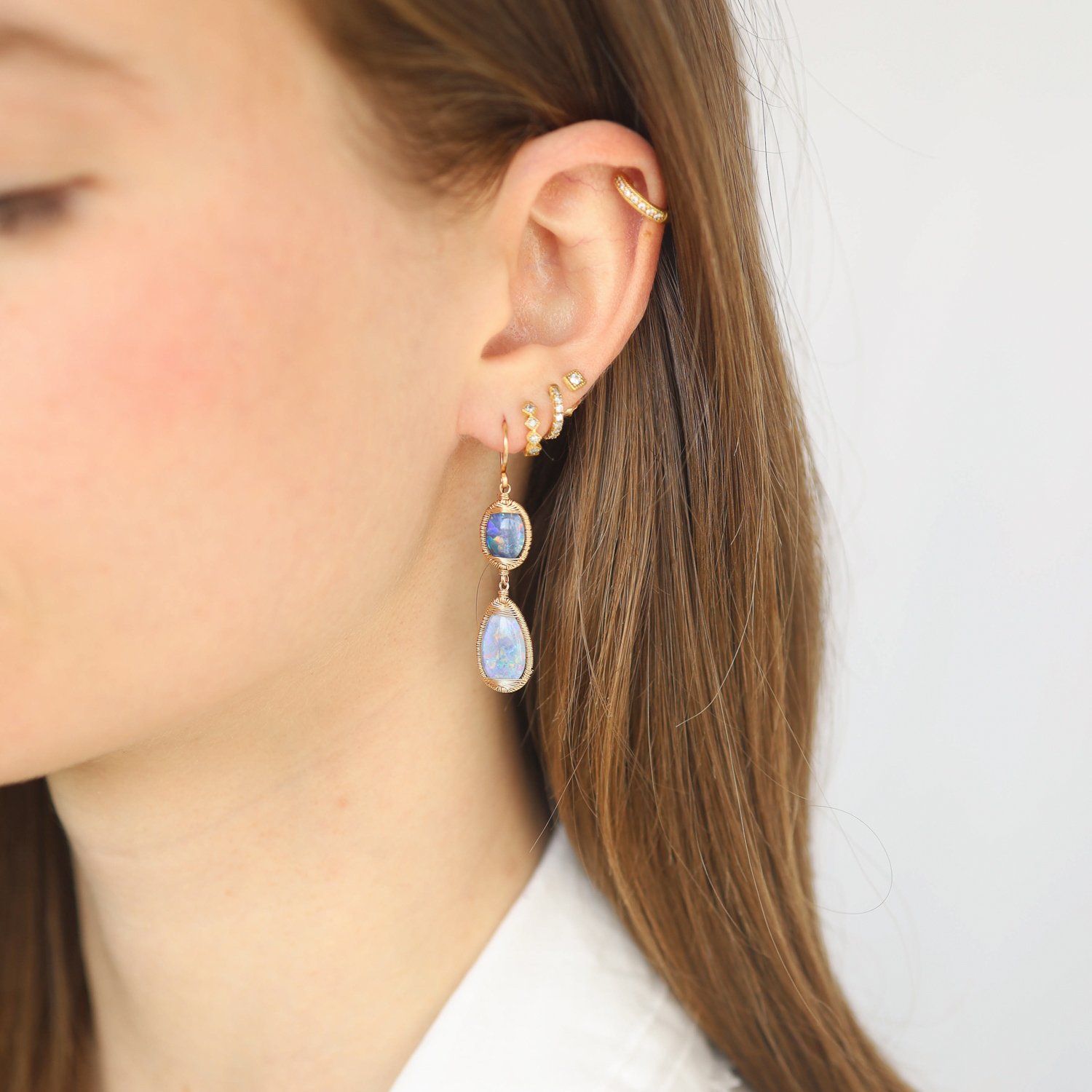Dana Kellin Fine: opal/14K opal/14K 1 3/4” x 3/8” including earwire