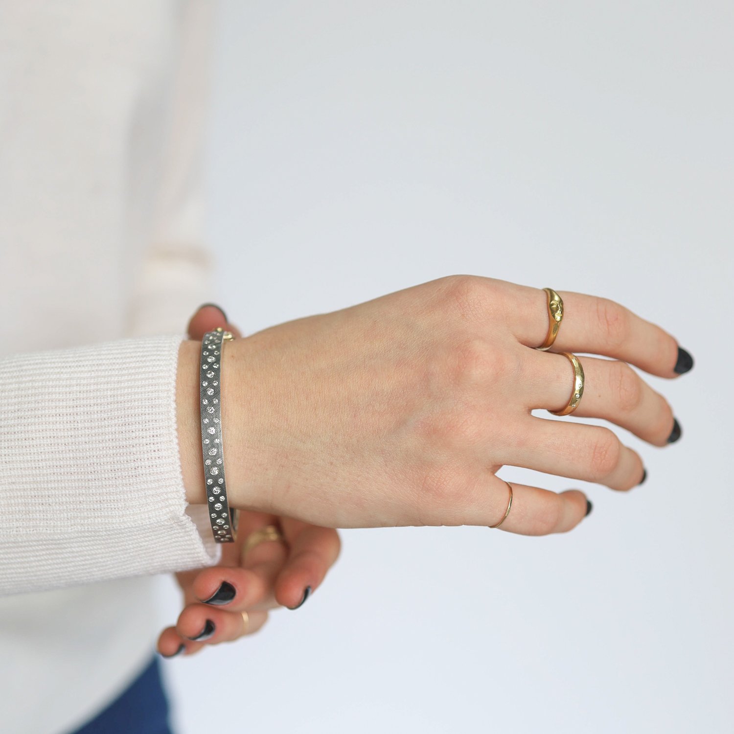 Rene Escobar TRUNK SHOW: Bangle, STELLA, 6MM, SS w/ 0.90ct diamonds SZ MED