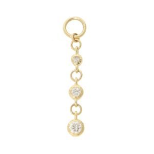 Three Stories Jewelry:SINGLE Classic Hammered Bezel Charm, Diamonds, 14k yellow gold