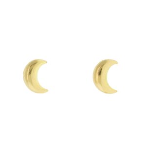 Diana Mitchell: Earrings, Studs, Tiny crescent moon, 18K gold, Measure 3/16 x 1/8