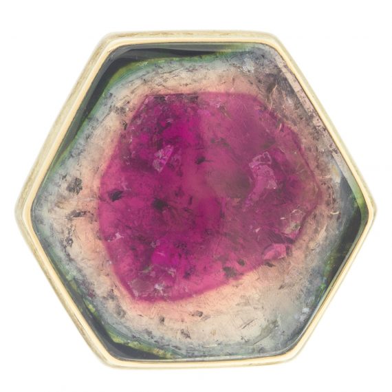 gold and silver ring with tourmaline by jewelry designer Jamie Joseph