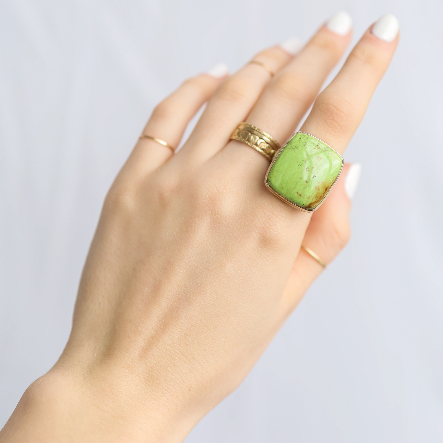 Jamie Joseph: Ring, SS & 14K gold ring w/Vertical Rectangular GASPEITE on Comfort Band, sz. 8.5, 7/8" x 3/4"