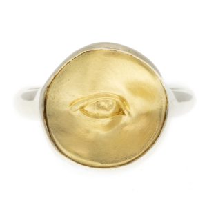 Anthony Lent: Small Wandering Eye Ring 18K yellow gold sterling silver Size 6