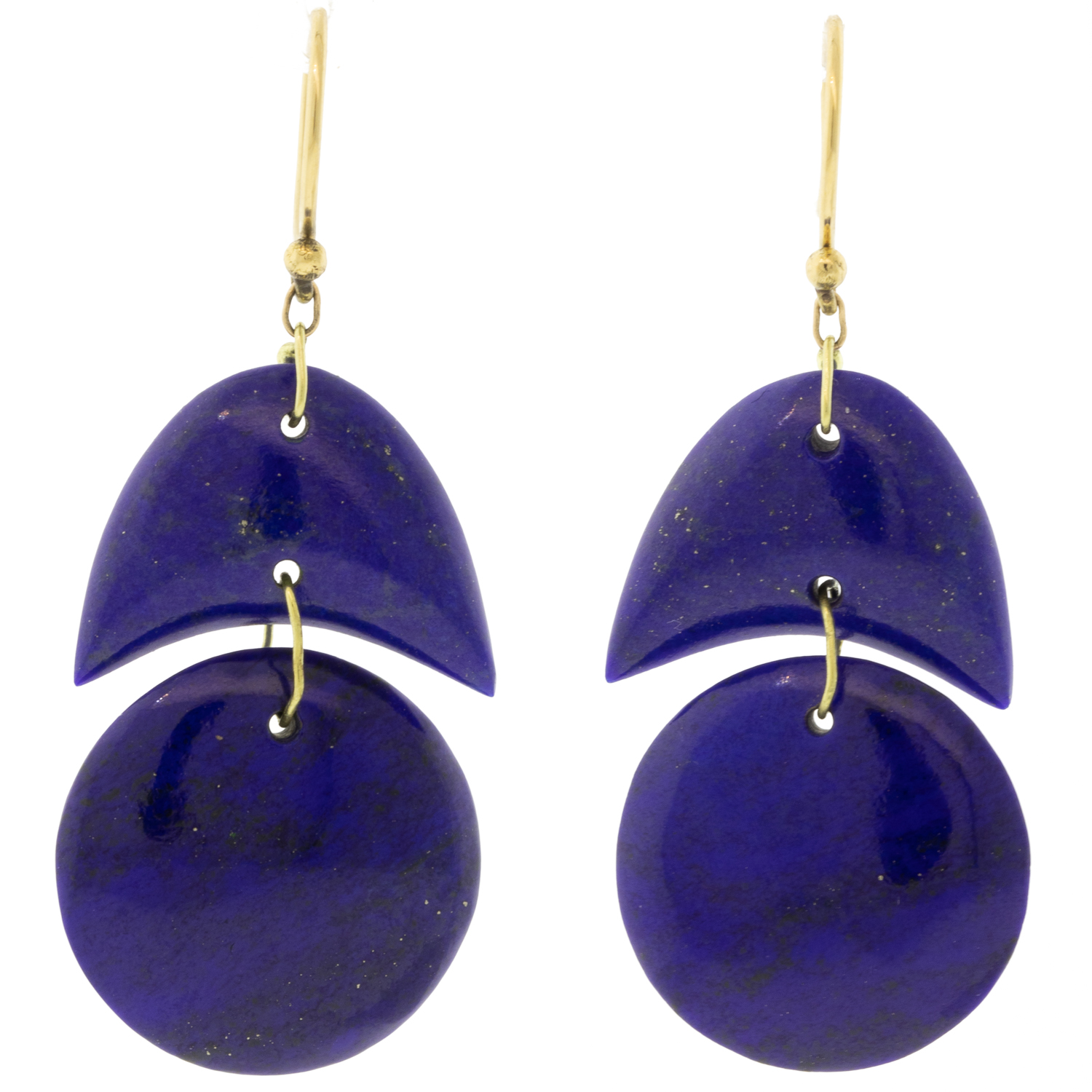 Ten Thousand Things:Earrings,18K,Lapis tiny arps, Measure 1 1/2 x 5/8
