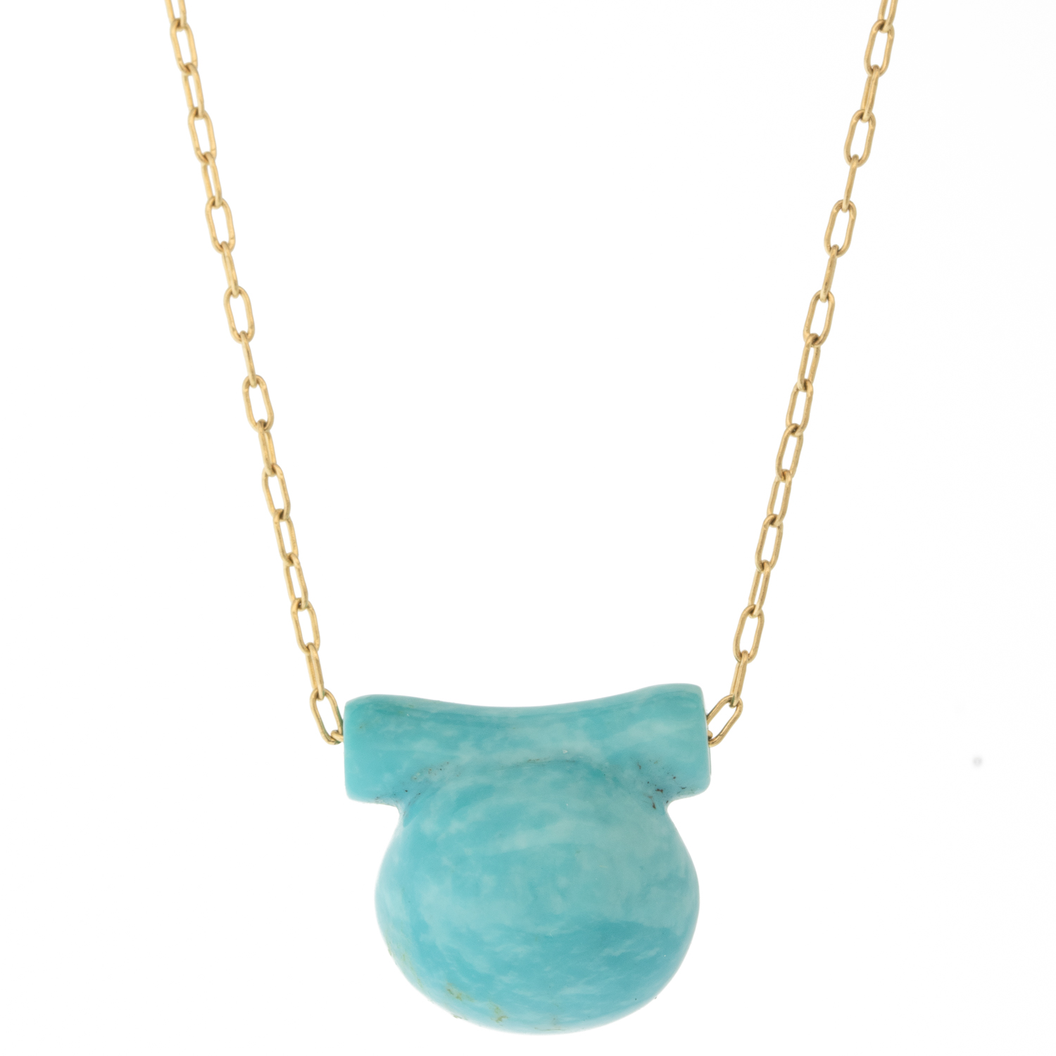 Ten Thousand Things: Necklace, Small turquoise Etruscan Bead Necklace, Chain measures 16 in length, Pendant measures 1/2 x 1/2