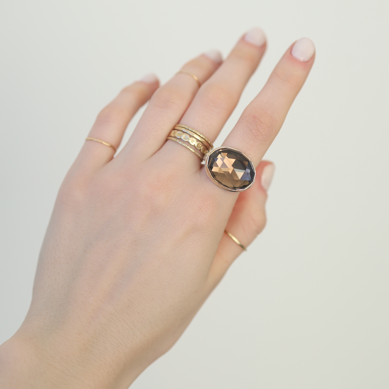 Vertical Oval Smokey Quartz Ring by Jamie Joseph NEWTWIST