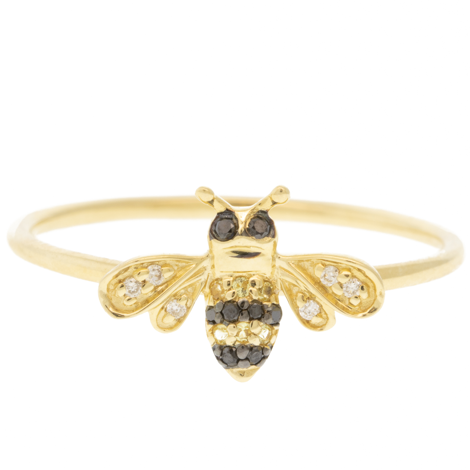 Sydney Evan: Ring, Small pave bee ring,14K yellow gold,SZ 7, Bee measures 5/16 x 7/16