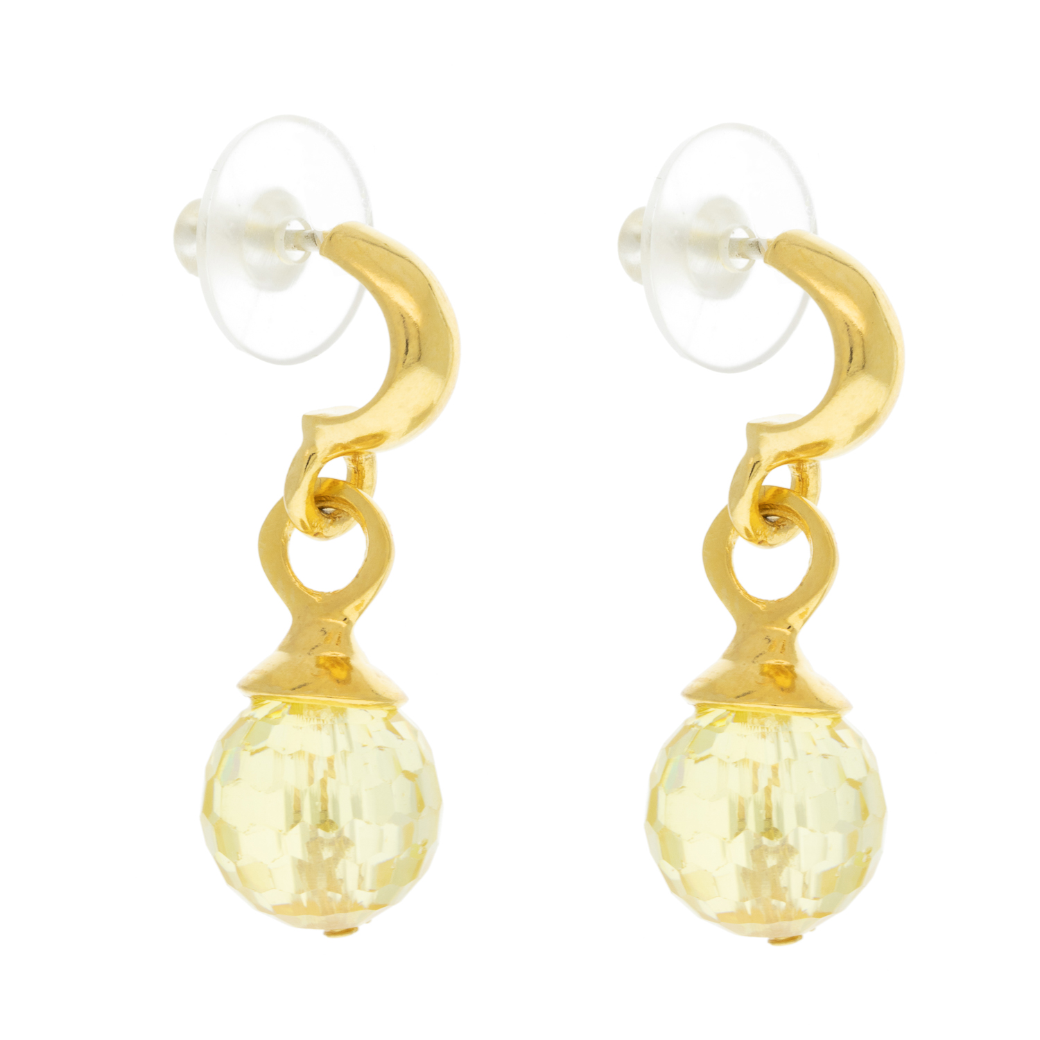 Catherine Canino: Scoop hoop lemon swarowski crystal 14k gold over brass