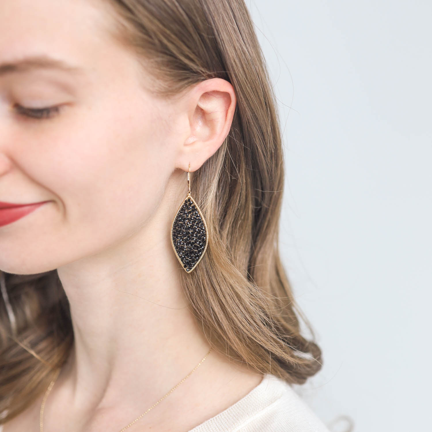 Dana Kellin: Earrings, Celestial, Large, Black Swarovski crystals.