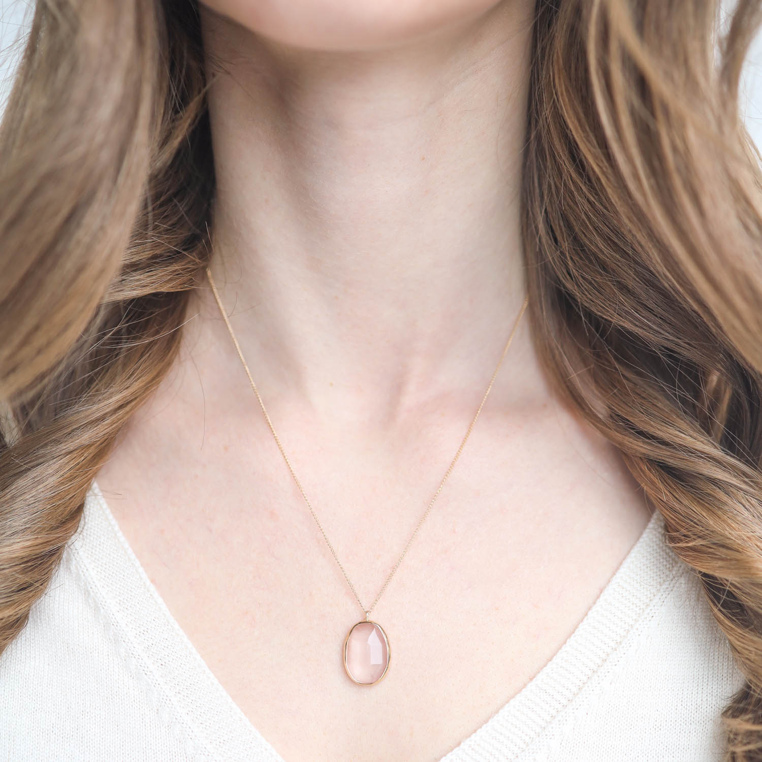 Freeform Rose Quartz Necklace by Melissa Joy Manning NEWTWIST
