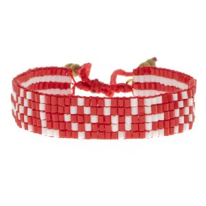 Love is Project:Bracelet, Seed Bead, LOVE, Red