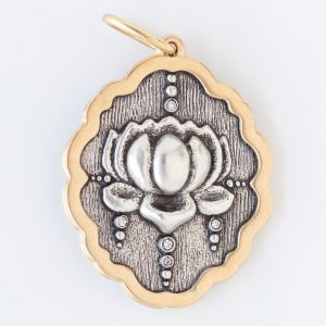 Erica Molinari Trunk Show: Charm SS & 18K gold rim Lotus Namaste peace, honor, respect