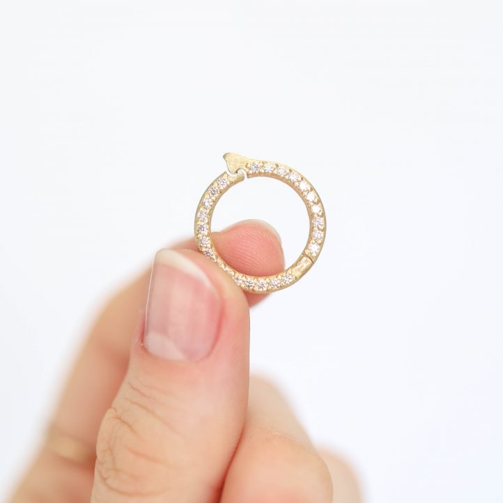 Erica Molinari: 18K medium pave charm holder white diamonds, .36 TCW 'SWEET LIFE'