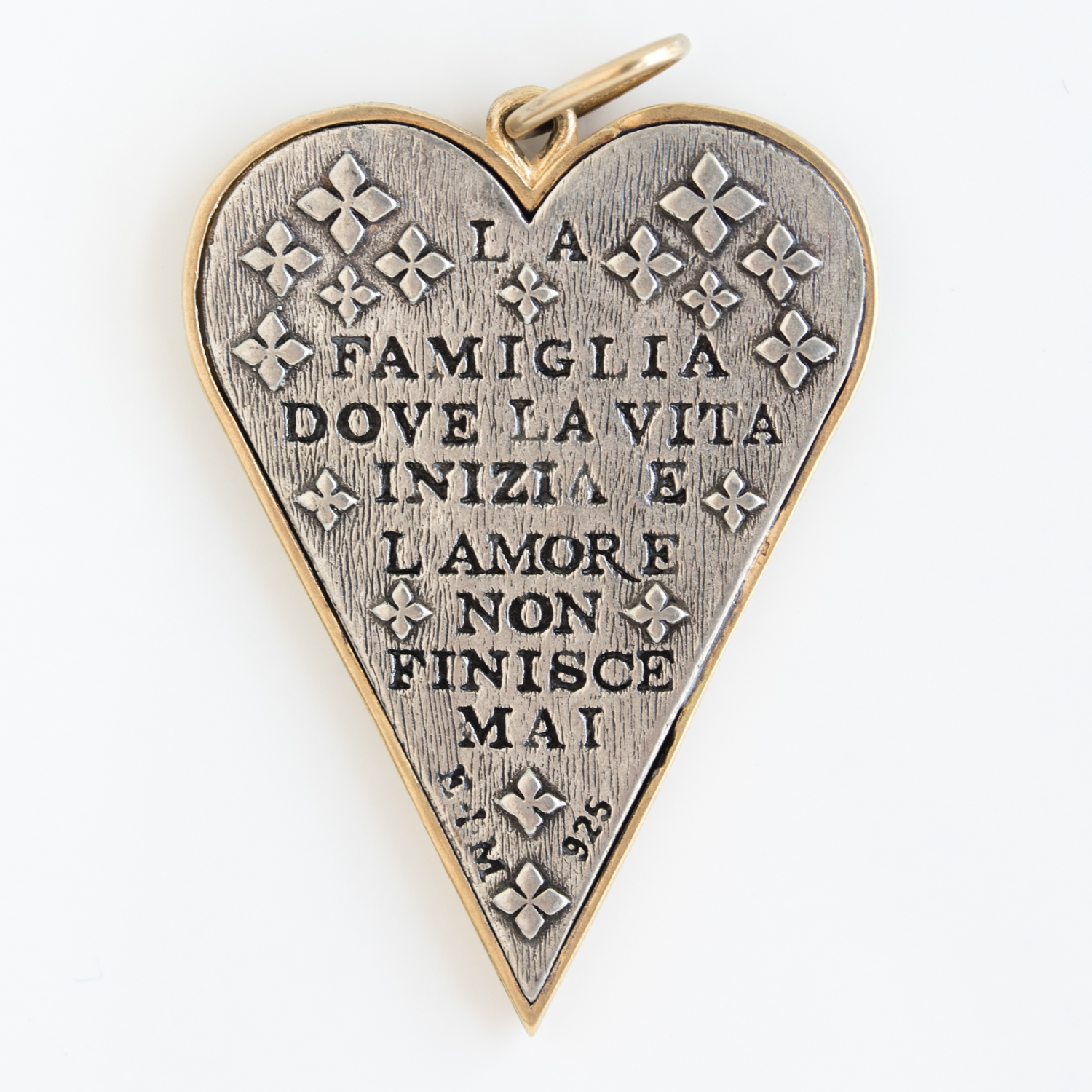 Erica Molinari:Charm, SS & 18K rim large slim heart -triple sacred heart