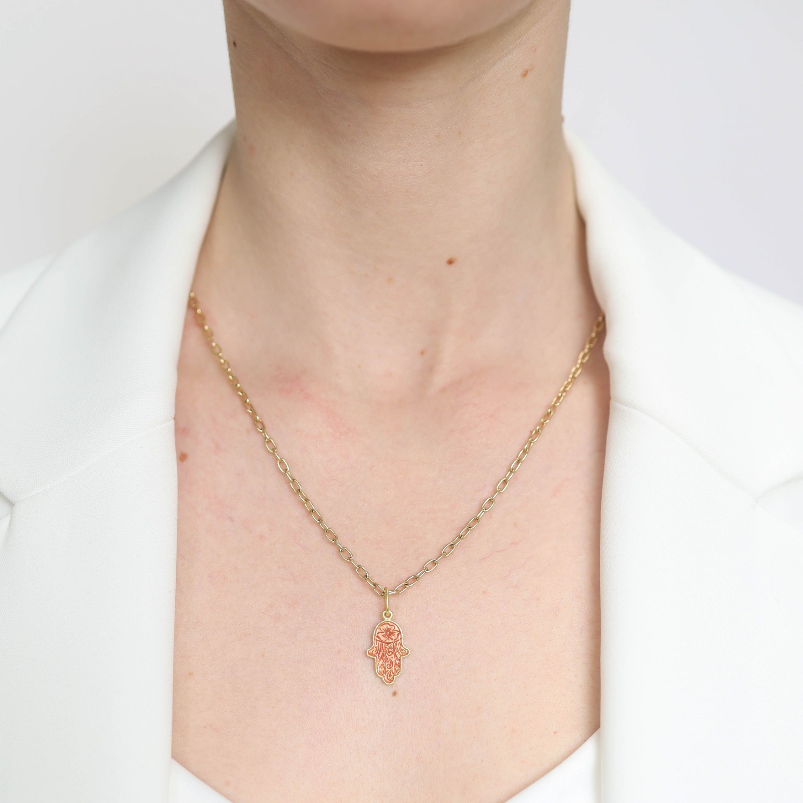 Erica Molinari Trunk Show: 18k Coral Enamel Hamsa Hand Charm