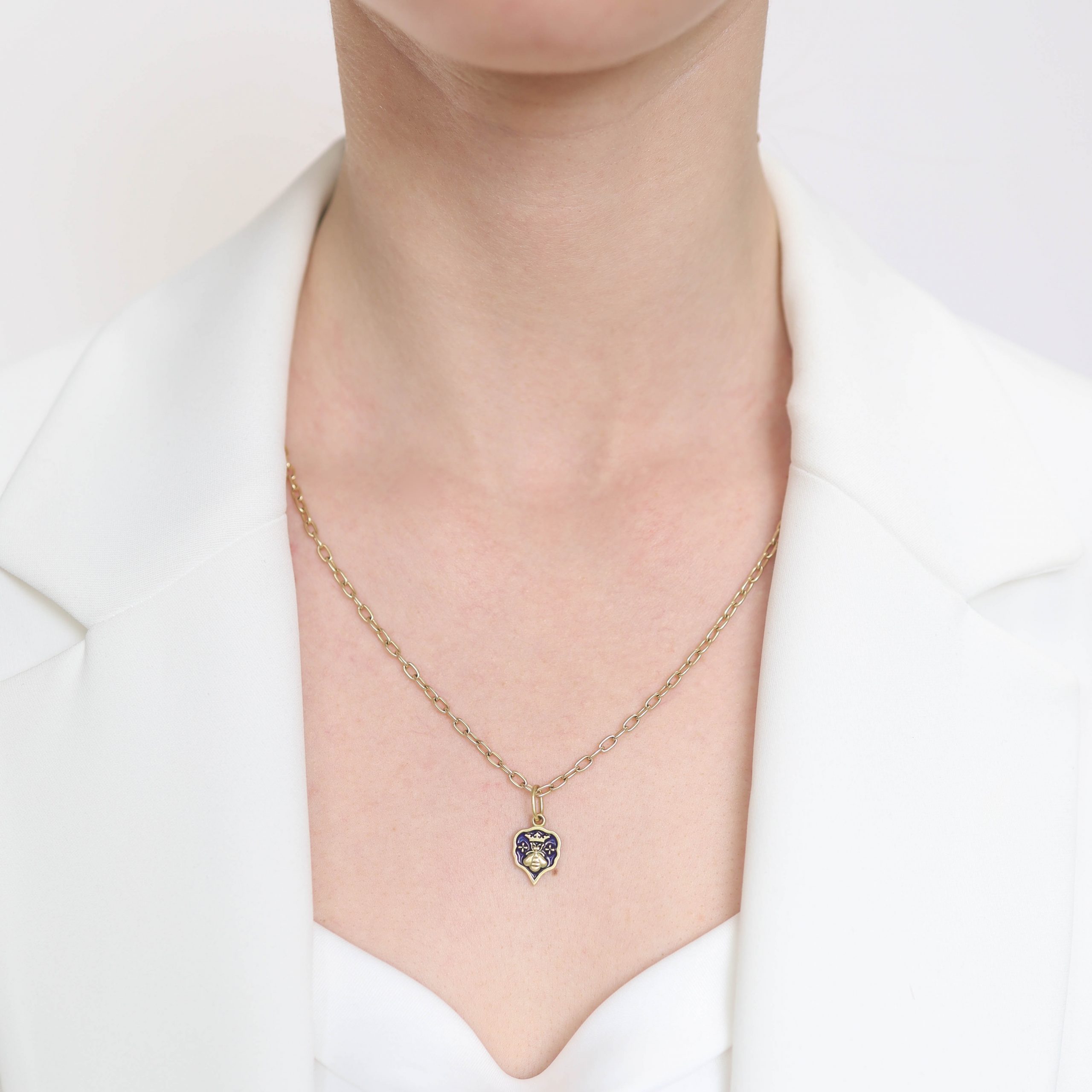 Erica Molinari Trunk Show: Charm, Queen Bee, Blue vitreous glass enamel, 18K gold