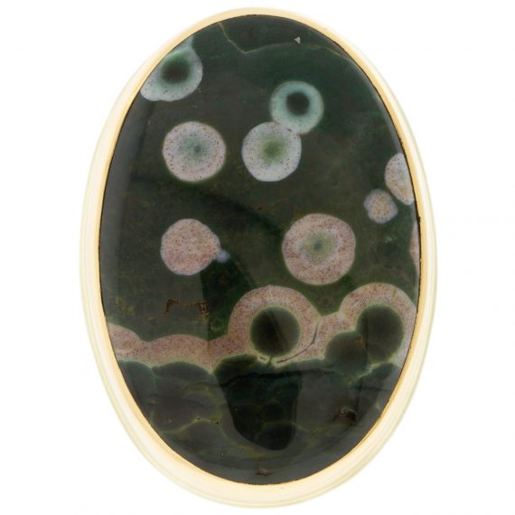 Gold and silver ring with ocean jasper by jewelry designer Jamie Joseph