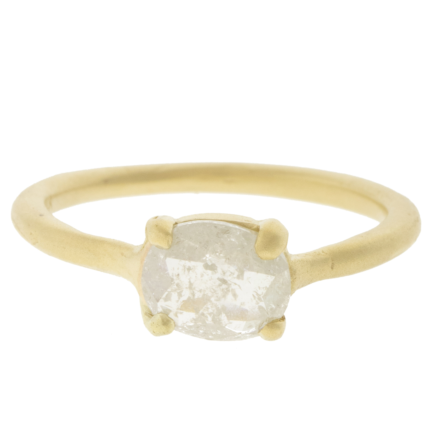 Victoria Cunningham: Ring, .90 TCW white rustic diamond solitaire