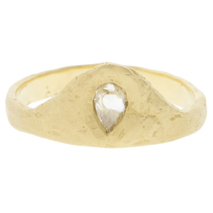 Victoria Cunningham Trunk show : Ring, Rose Cut Pear Diamond Tiara, Diamond, .28ct, 14K yellow gold, Currently available in size 6 1/4