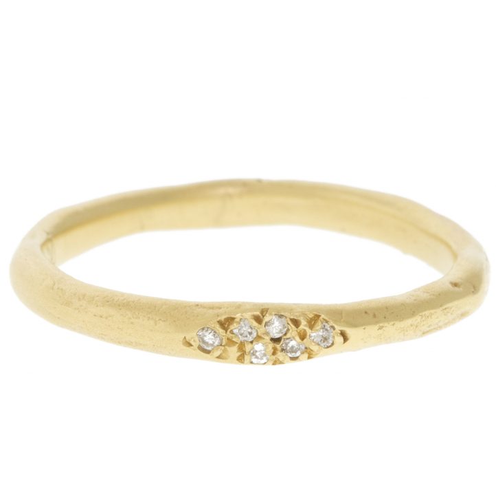 Victoria Cunningham Trunk show : Ring, Stacking Band, 6 Pavé diamonds, 14K yellow gold