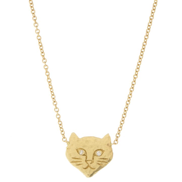 Victoria Cunningham Trunk Show: Necklace, 14K Kitty  w/ Diamond Eyes [Cat Necklace]