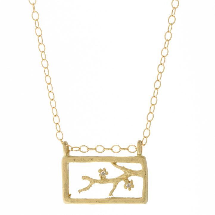 Victoria Cunningham Trunk Show: 14K square open cherry blossom branch w/ diamond