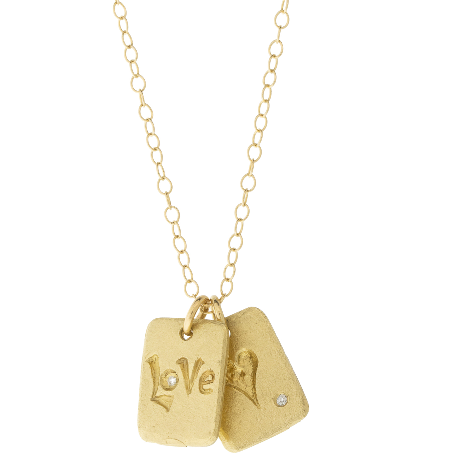 Victoria Cunningham Trunk Show: 14K Love Heart Tags Necklace w/Diamond