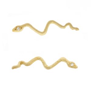 Victoria Cunningham : Earrings, Snake post w/diamond 14K Yellow Gold 3/16" x 13/16"