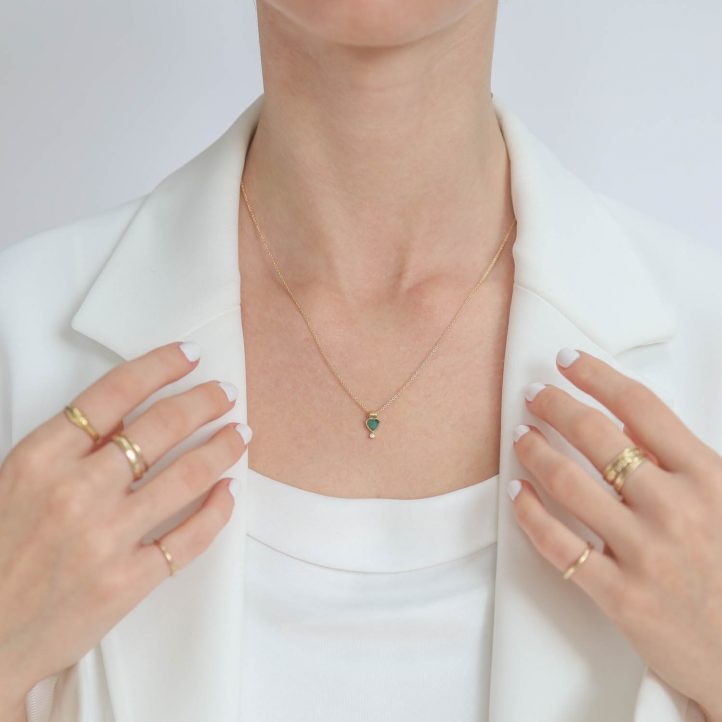 Lulu: Colette necklace in 14k Gold fill with Emerald