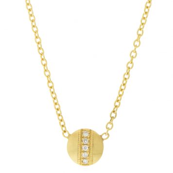 925SUNEERA:Necklace,  Rina, 14 K Yellow gold vintage finish,0.05tcw diamonds, chain measures 16", pendant measures 5/16" in diameter