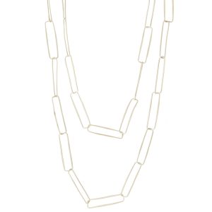 Jane Diaz: Sterling silver delicate hammered paper clip link chain 48"