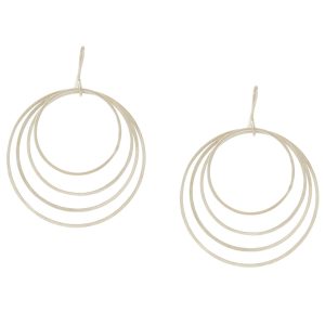 Jane Diaz: Silver whisper hoop with graduated circles, measures 2" x 1 1/2" including earwire