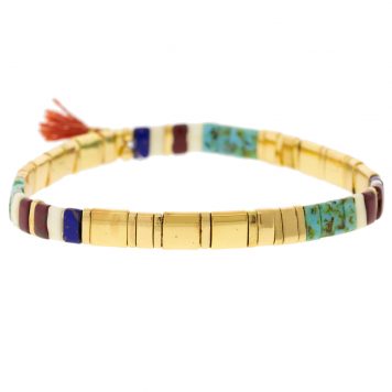 SHASHI :Tilu Bracelet ,CHIEF,24k Gold Plated Beads , silk/cotton tassel