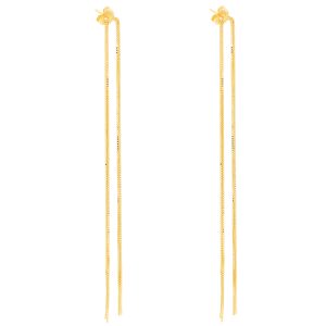 Tai: Gold vermeil arc chain earrings, fringe, measure 3 7/8" x 1/4"