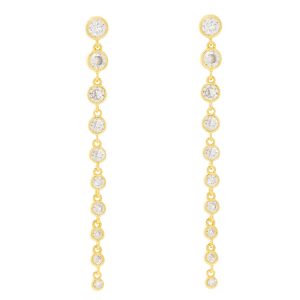 Tai: Graduated CZ linear earrings, measure 2" x 3/16"