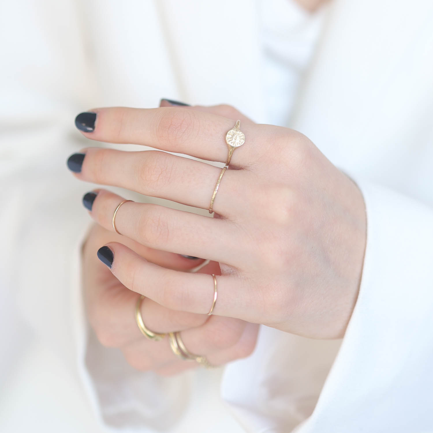 Robin Haley: 14K Gold Sunrise Signet ring,sz 5.5, signet measures 1/4" in diameter