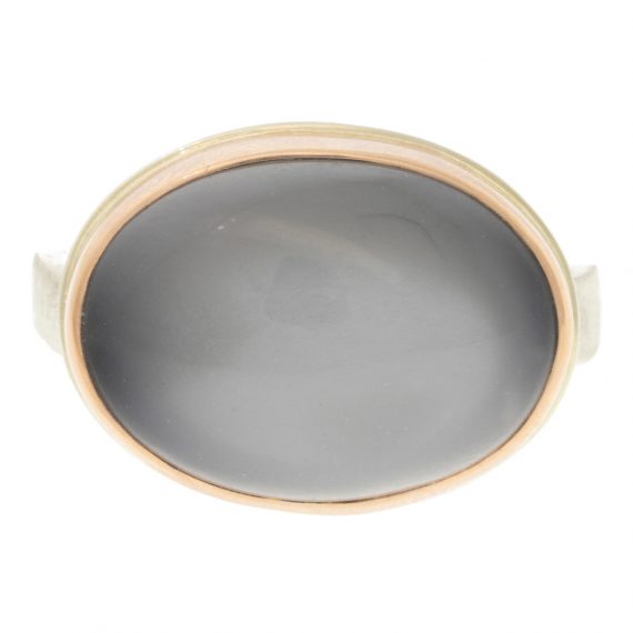 gold and silver ring with moonstone by jewelry designer Jamie Joseph