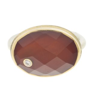 gold and silver ring with carnelian by jewelry designer Jamie Joseph