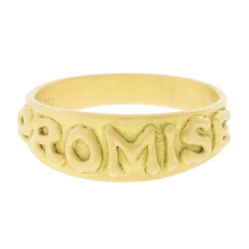 Marian Maurer :Text signet ring-PROMISE,18 K Yellow gold