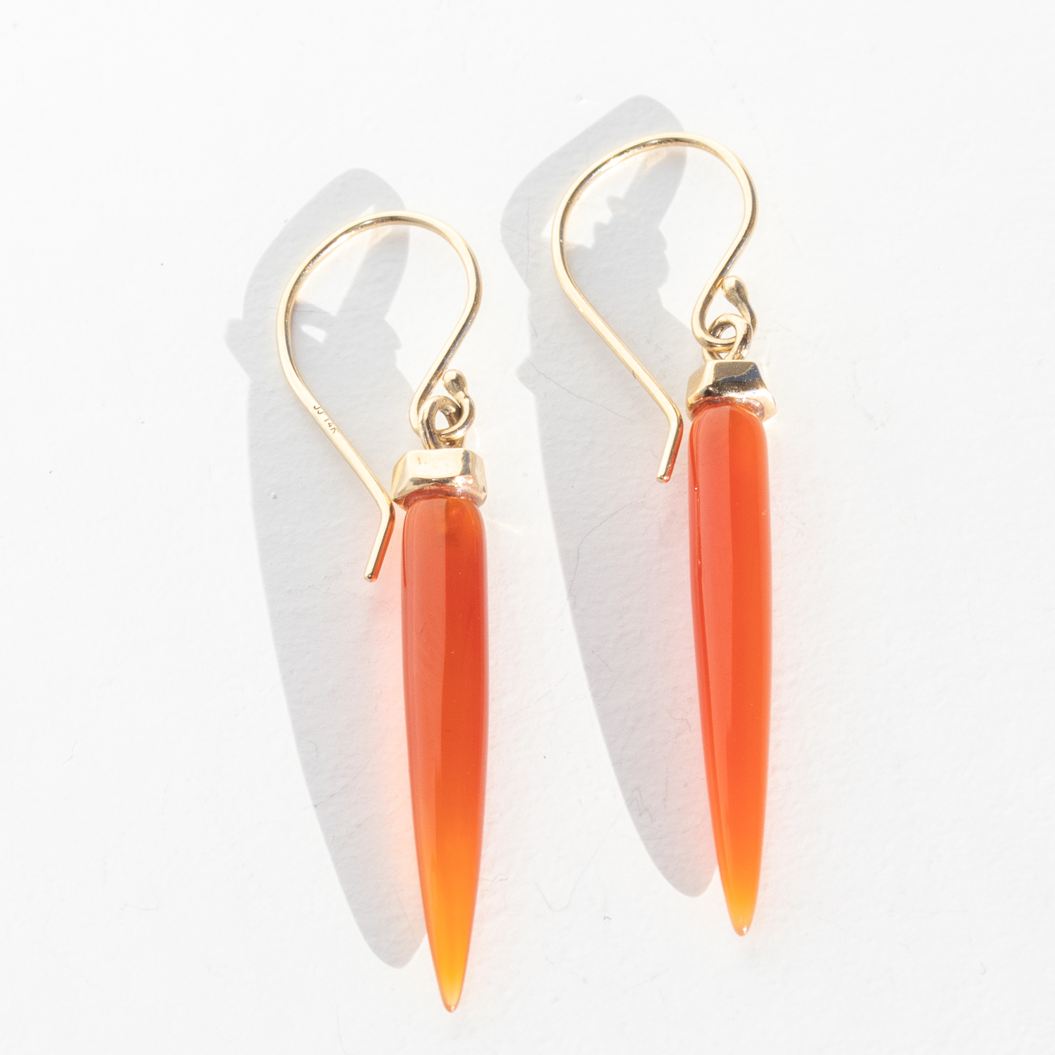 Jamie Joseph Trunk Show: 14K Gold Earrings w/ CARNELIAN SPIKE & Boulder Cap
