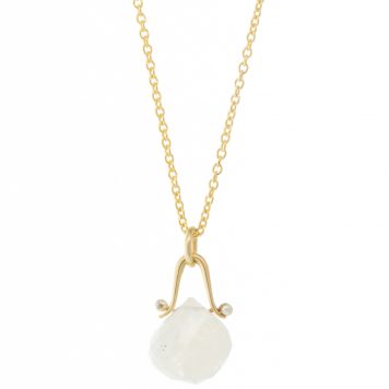 LuLu: Quincy Necklace moonstone, gold fill, Adjustable chain measures 16" and 18", Pendant measures 5/8" x 5/16" including bail