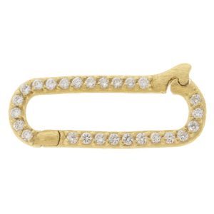 Erica Molinari: 18K large oval paperclip charm holder diamonds, .39 TCW, "love life"