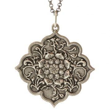 Erica Molinari Trunk Show: Charm, SS Large Ornate Lotus Charm, 'embrace all that you are', Diamond, .0135 TCW