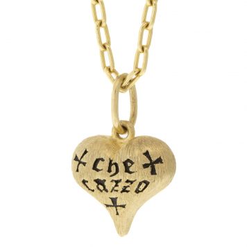 Erica Molinari trunk show : Charm, Heart, Large Fat, "WTF", 14K gold, Measures 7/8 x 9/16 including bail