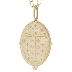 Erica Molinari: 14K Large oval Dragonfly-'Everywhere is here & every when is now' DANTE,0.0225CTS