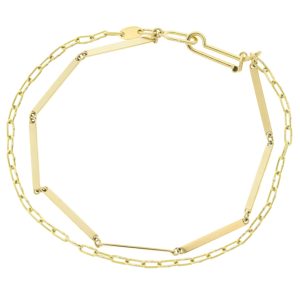 Tura Sugden:Double strand flat link bracelet,18k Yellow gold, 7 1/2"