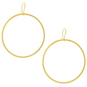 Jane Diaz: Large Wire Hoops, Gold Plate, measures 2 3/8" x 2" including earwire